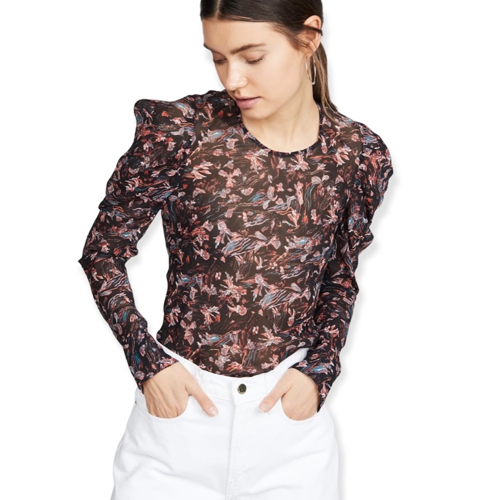 IRO Sheer Floral Print Long Sleeve Lou Top - Picture 2 of 10